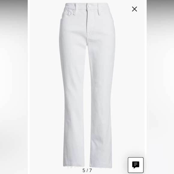 NWT- Good Straight High Waist Raw Hem Straight Leg Jeans- White-Size 12 - Picture 5 of 9